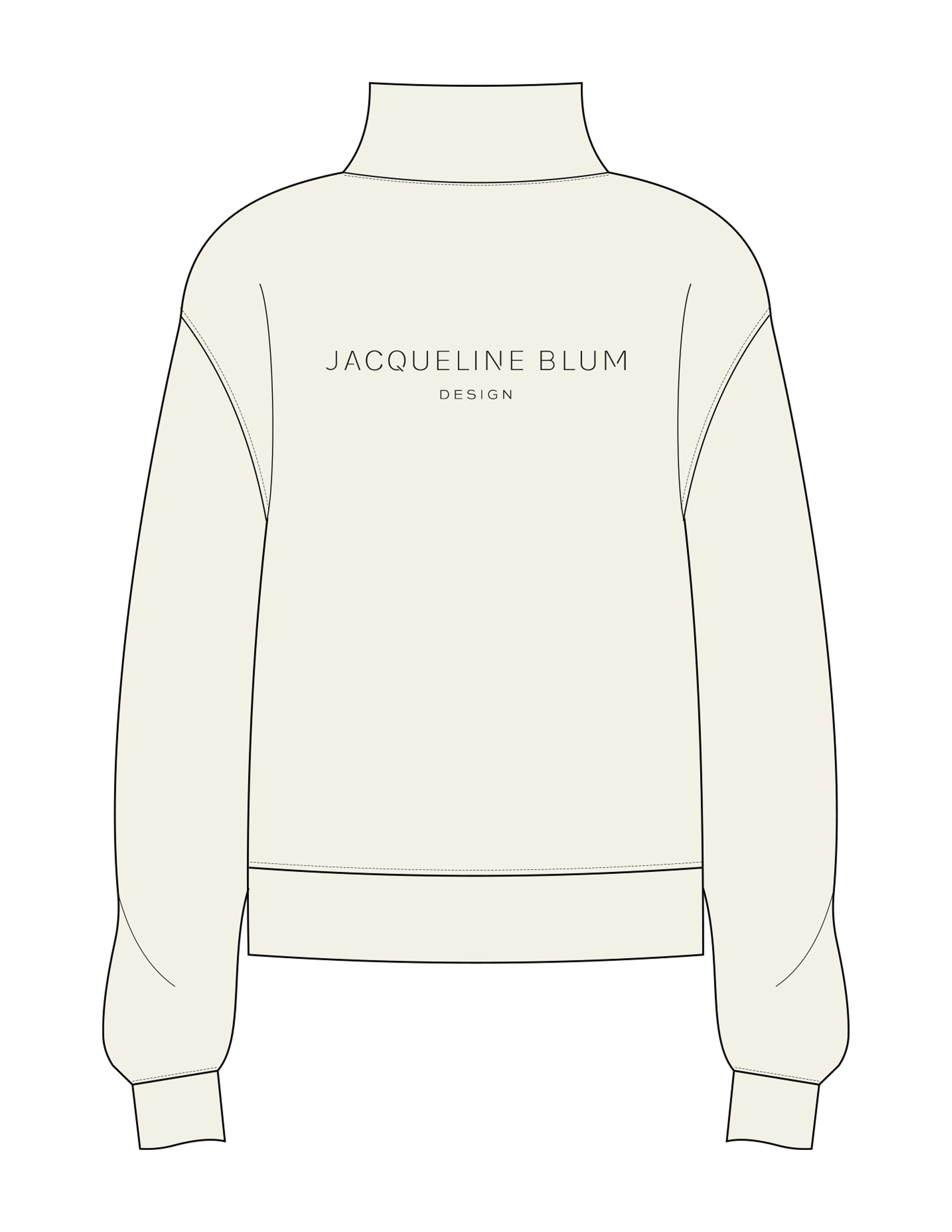 The Womens 1/4 Zip - Off White - Jacqueline Blum Design - Left Chest & Back Stacked - Printed - Slate