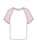 The Micro Rib Baby Tee - White / Pink - Golden Hour - Center Chest Stacked - Printed - Baby Pink
