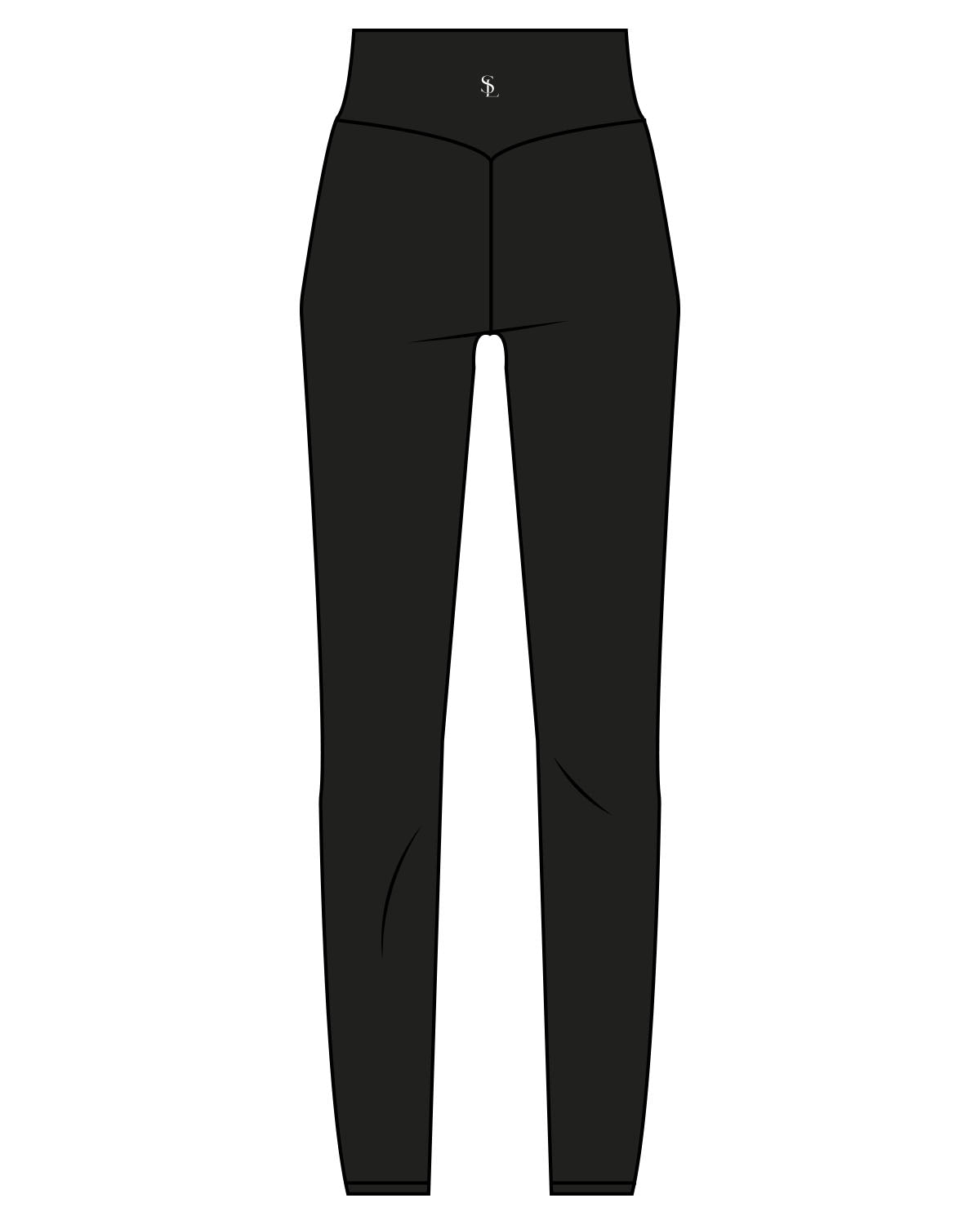 The Basic Legging - Black - Soma Lab - Back Waistline - White Printed