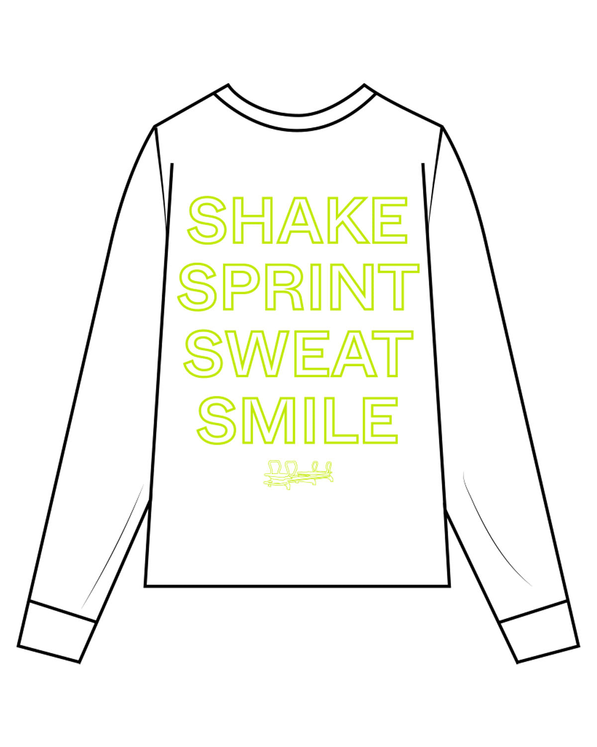 The Unisex Midweight Long Sleeve - White - Mega NJ - Center Chest & Full Back Stacked - Neon