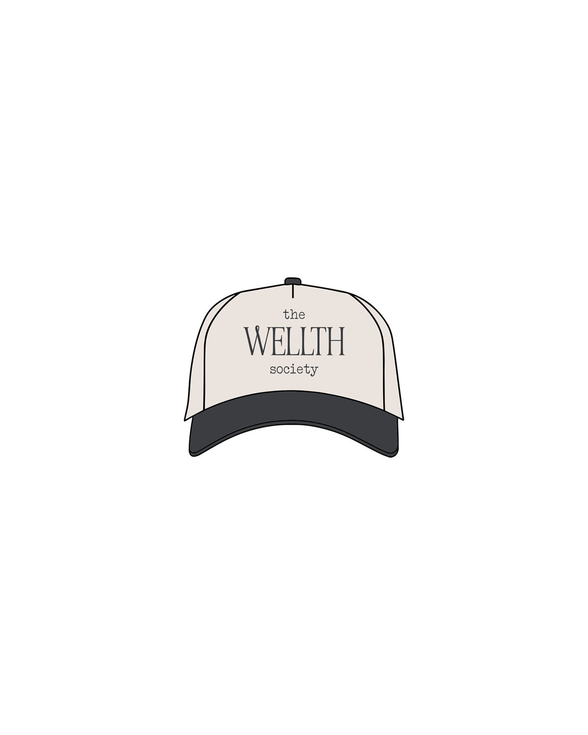 The Canvas Cap - Natural / Coal - Wellth Society - Center Crown Stacked - Printed - Coal