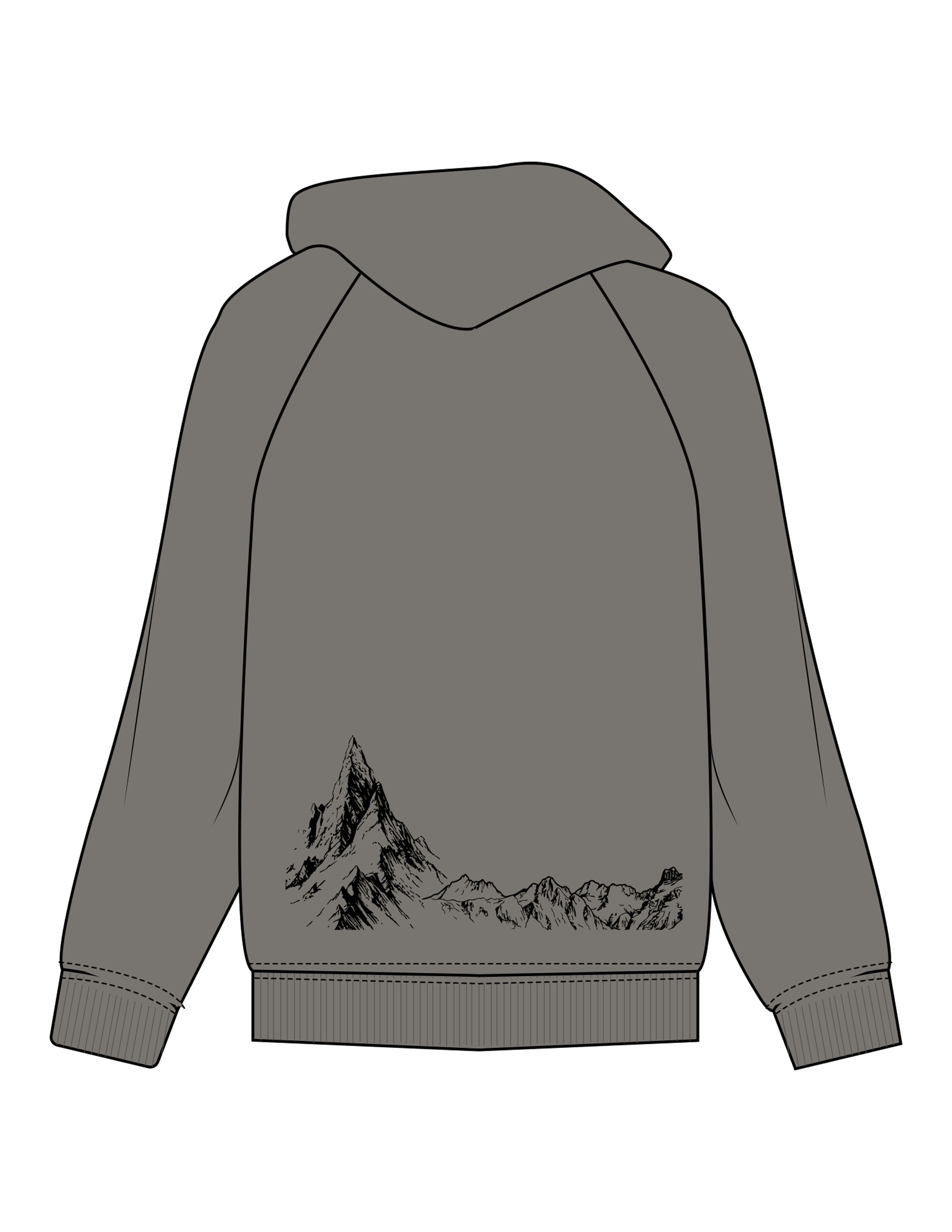 The Mens Hoodie - Washed Gray - HIIT Performance - Left Sleeve & Back Image - Printed - Black