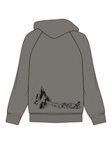 The Mens Hoodie - Washed Gray - HIIT Performance - Left Sleeve & Back Image - Printed - Black
