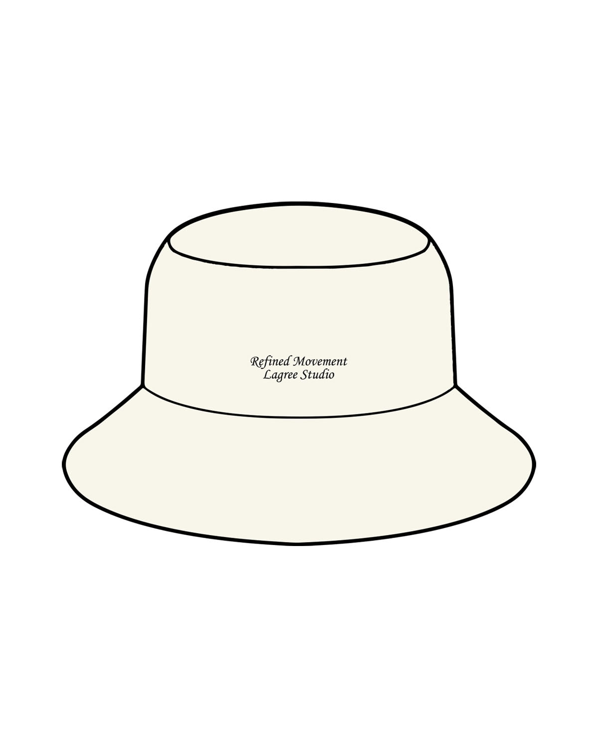 The Bucket Hat - Off White - Refined Movement - Center Crown Front - "Lagree Era" - Back "Lagree Studio - EMB - Black