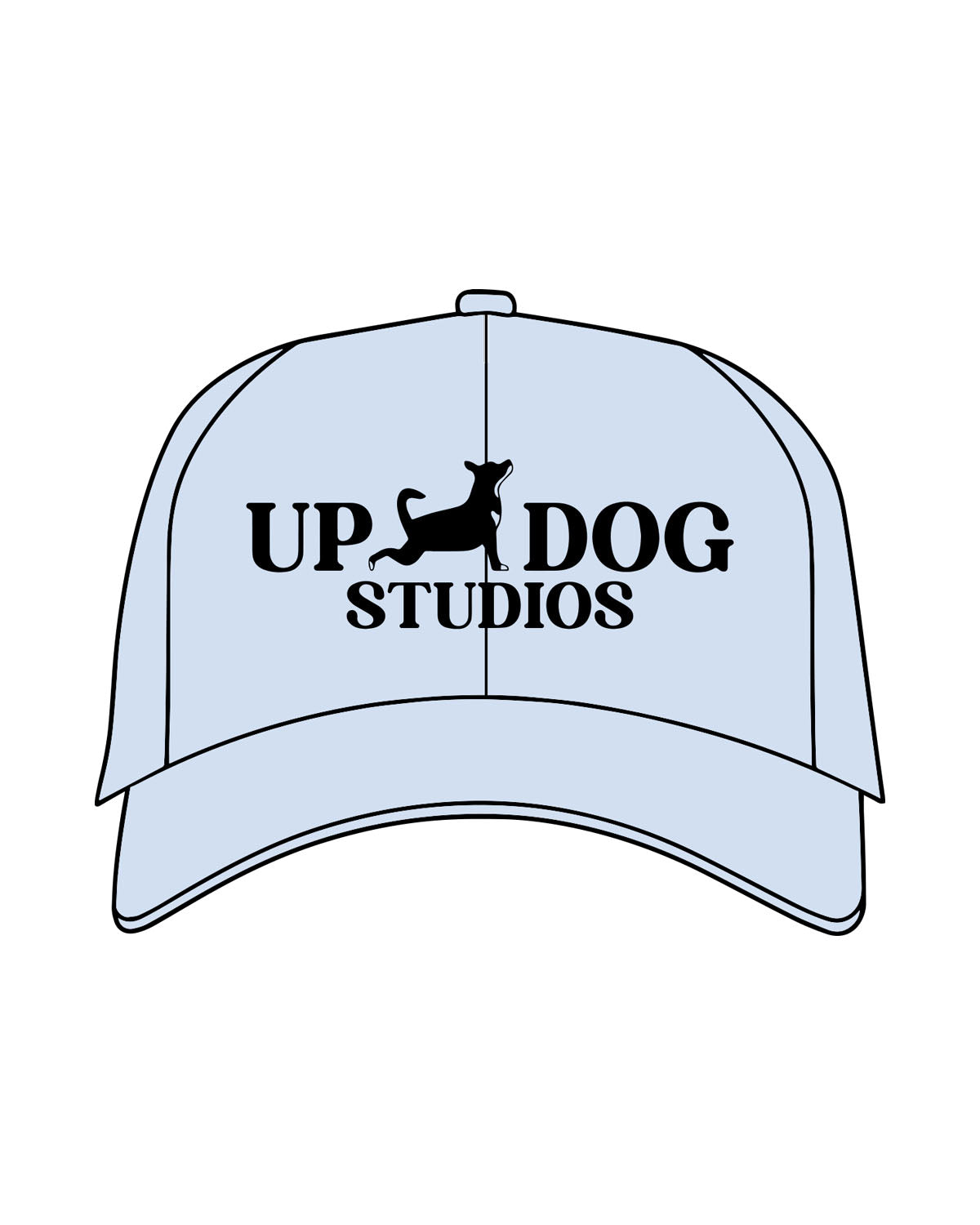 The Dad Hat - Light Blue - Updog Yoga- Center Stacked W/ Dog - Black - Flat Stich
