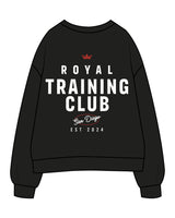 The Mens Crewneck - Black - Royal Training Club - Center Chest & Back Stacked - Printed - Full Color