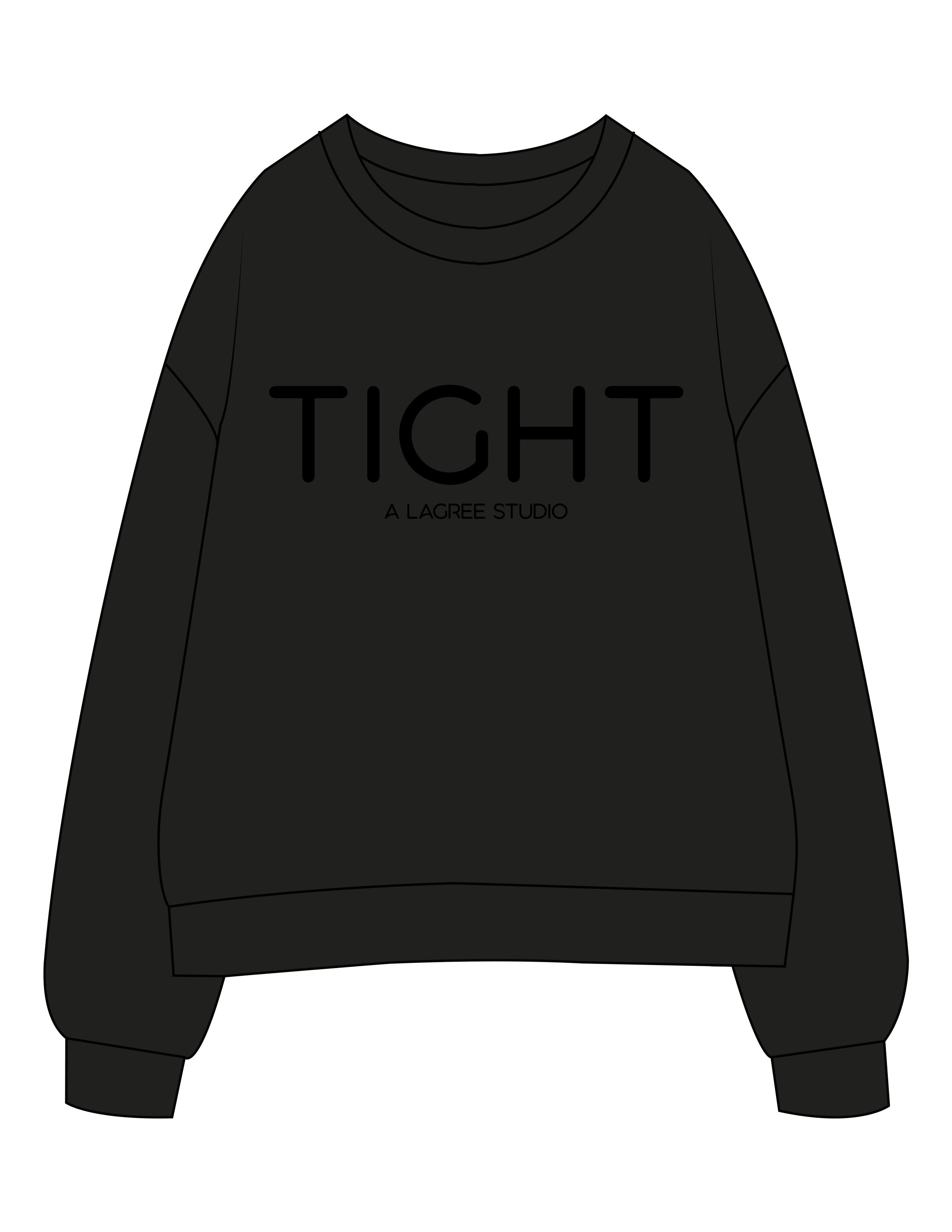 The Mens Crewneck - Black - Tight Dallas - Center Chest Stacked - Black