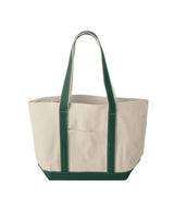 The Contrast Tote Bag - Natural / Forest - Meru Health - Top Center - Embroidered - Green