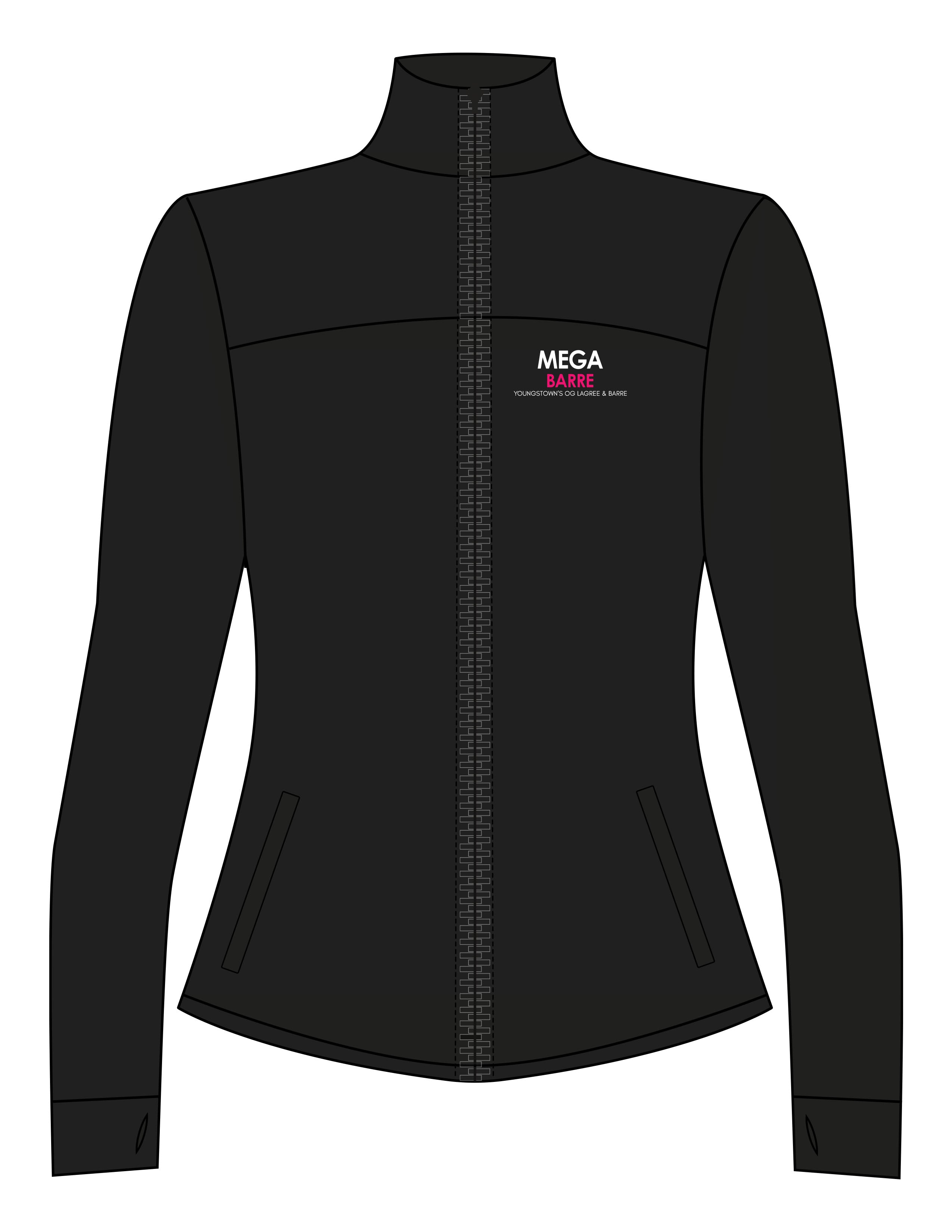 The Womens Zip Jacket - Black - Megabarre - Left Chest Stacked - Printed - Full Color