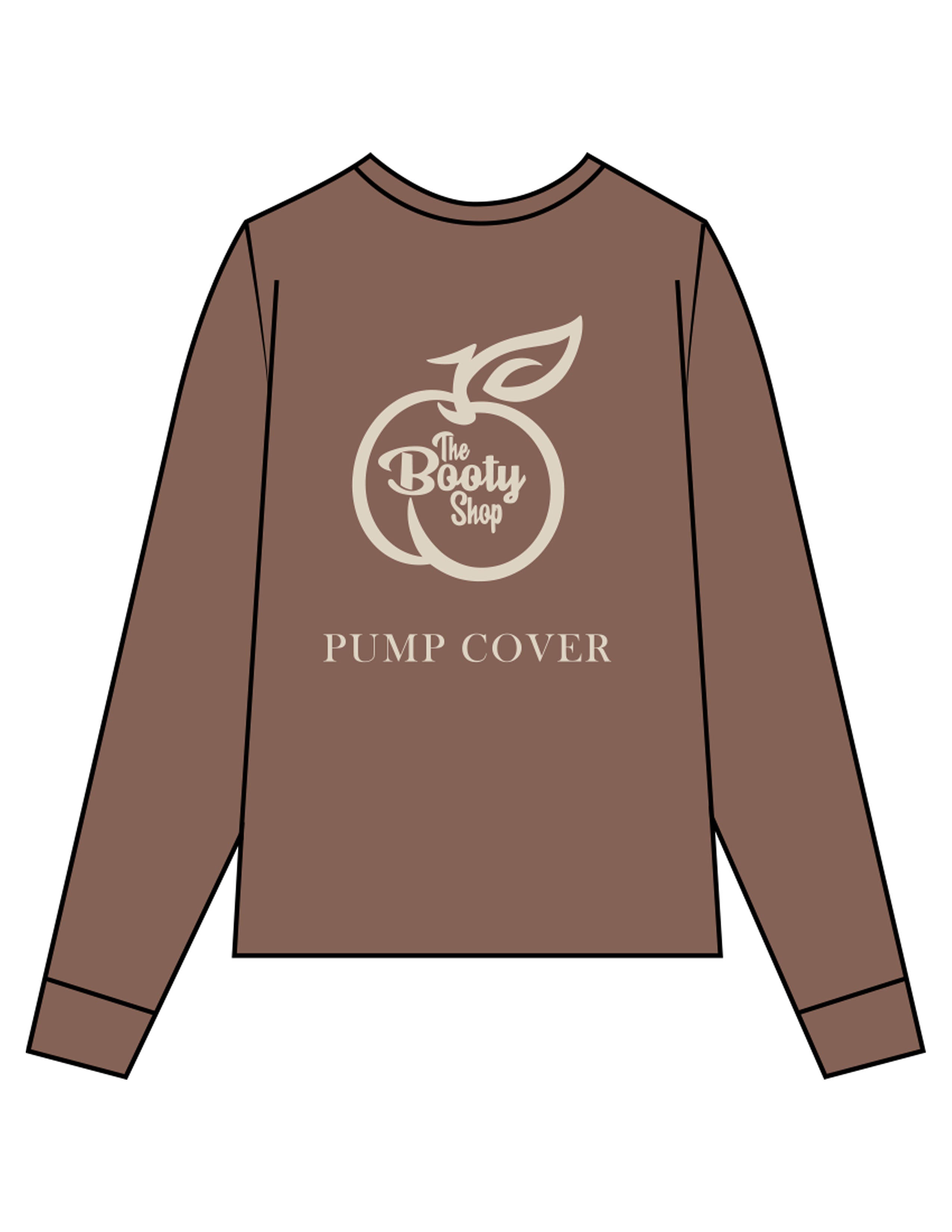 The Unisex Midweight Long Sleeve - Espresso - The Booty Shop - Bottom Front & Back Stacked - Printed - Cream
