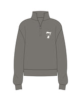 The Womens 1/4 Zip - Washed Gray - STUDIO 7 - Left Chest - Printed - Cream