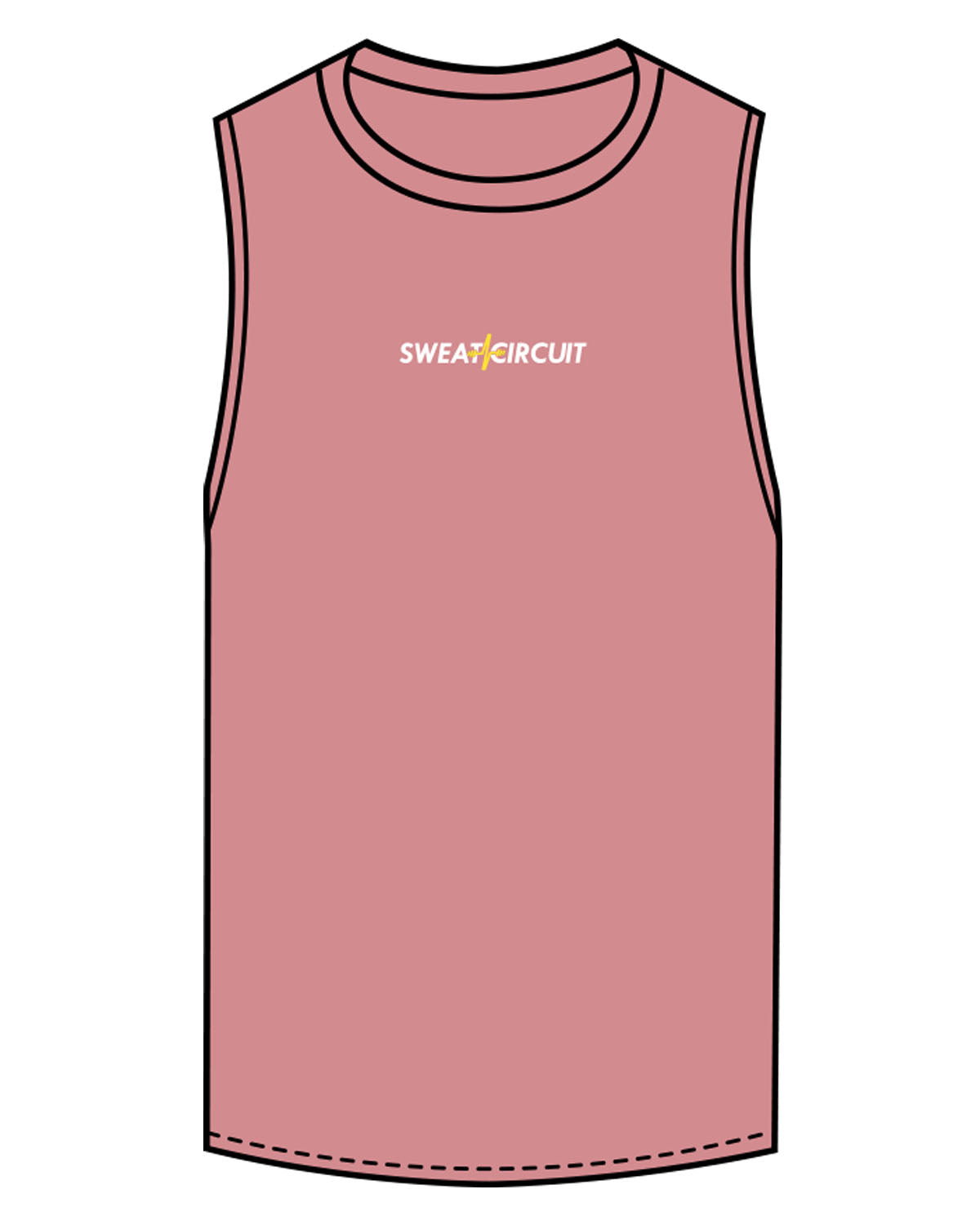 The Scoop Muscle Tank - Mauve - Sweat Circuit - Center Chest - Printed - Full Color