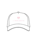The 5 Panel Trucker Hat - White - Clique Hospitality - Center Crown Stacked - Light Pink