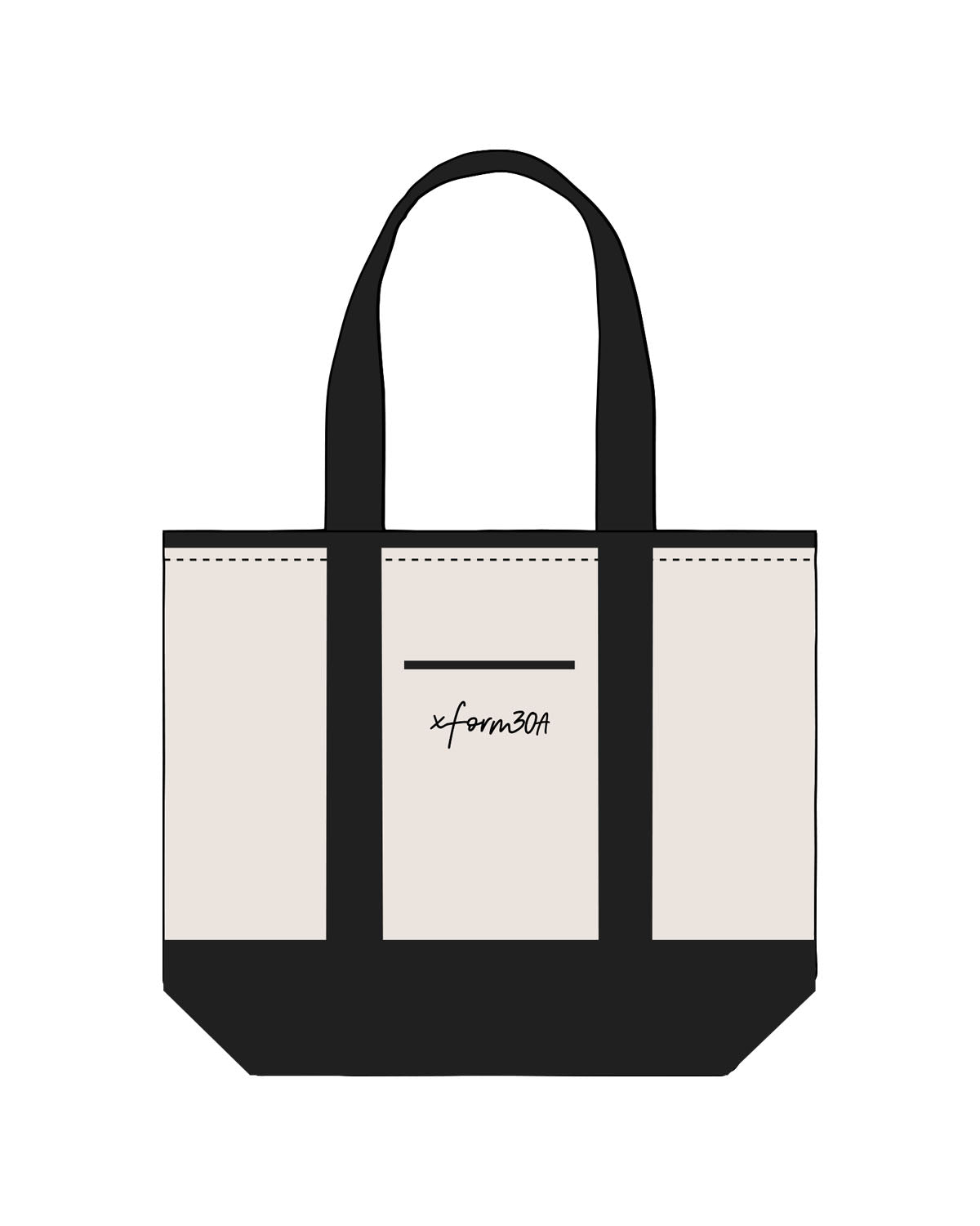The Contrast Tote Bag - Natural / Black - xform30 - Center - EMB - Black
