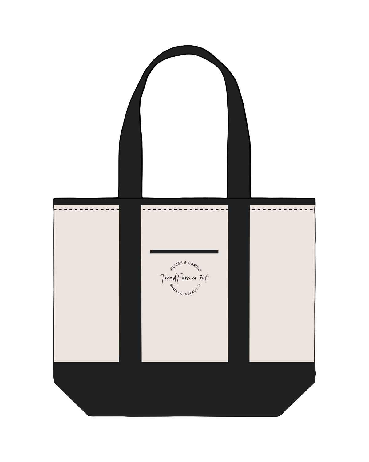 The Contrast Tote Bag - Natural / Black - treadformer30A - Center - EMB - Black