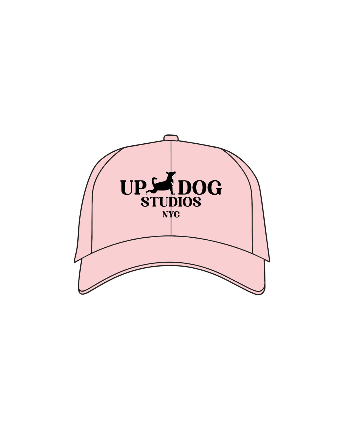 The Dad Hat - Pink - Updog Yoga- Center Stacked W/ Dog - "NYC" - Embroidered - Black - Flat Stich