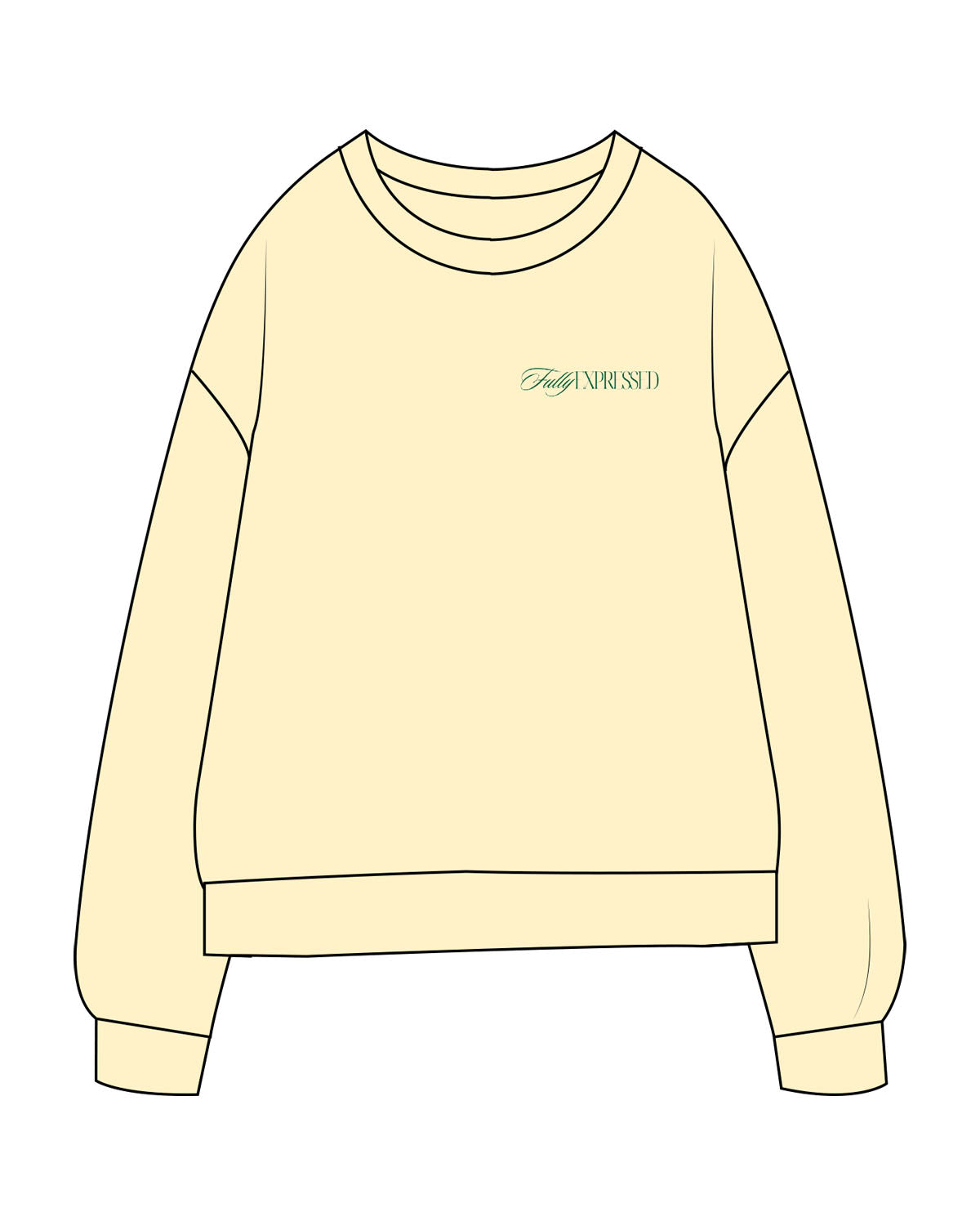 The Midweight Unisex Crewneck - Washed Yellow - F.E - Left Chest - Embroidered - Green
