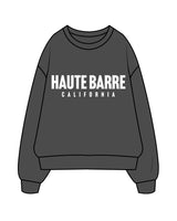 The Mens Crewneck - Washed Black - Haute Barre - Center Chest Stacked - White