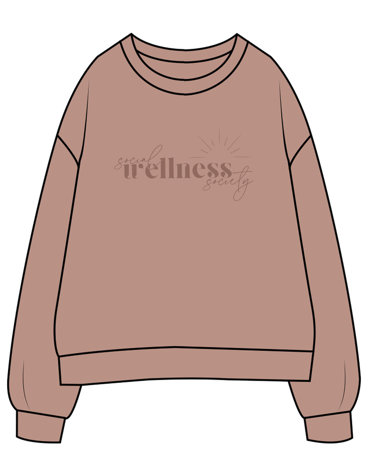 The Womens Crewneck - Clay - SWS - Center Chest & Back - Printed - Tone on Tone