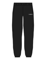 The Womens Sweatpants - Black - Karve Lagree Fit - Left Leg - Embroidered - White