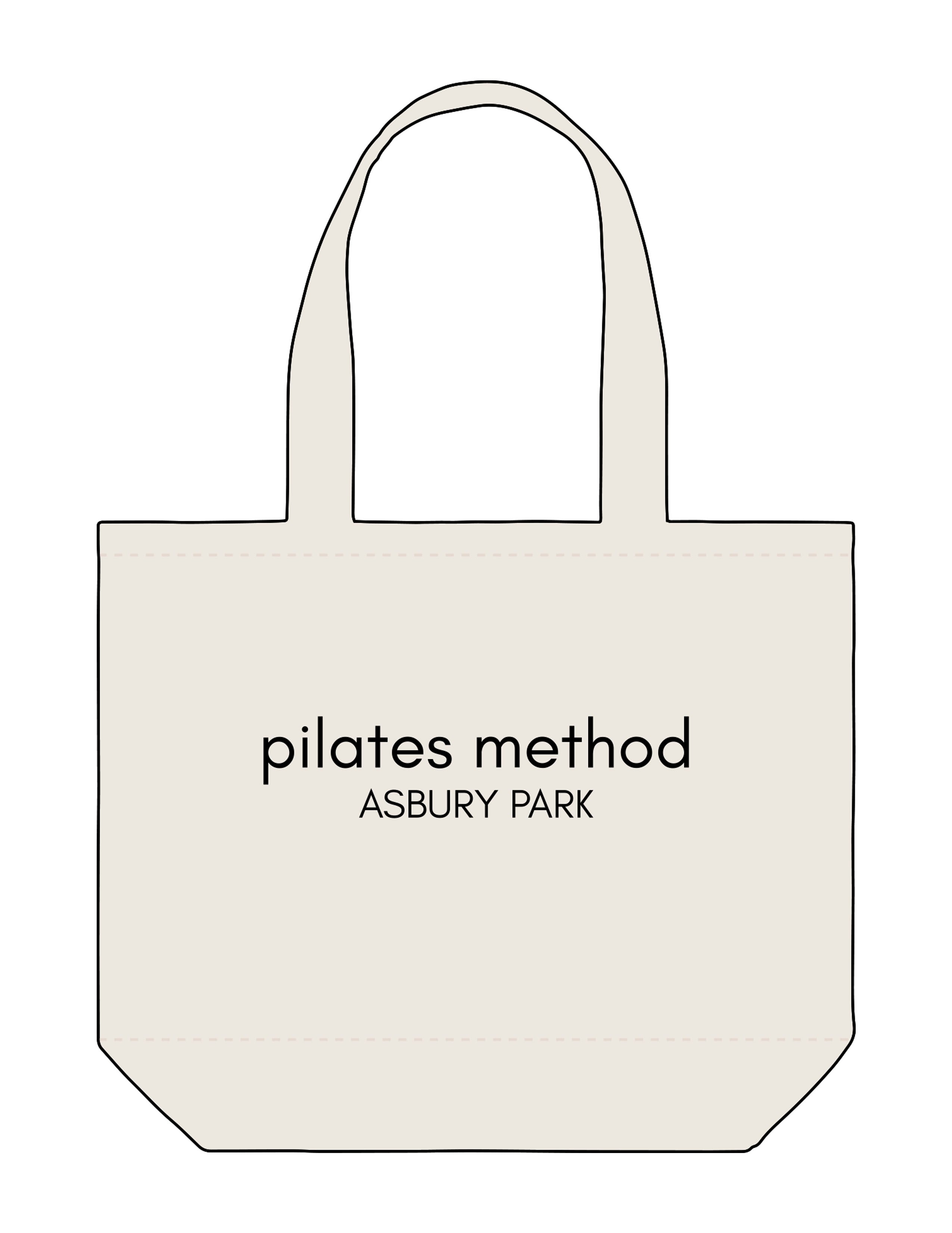 The Tote Bag - Natural - Pilates Method/Barre Noir - Center Body Stacked - Printed - Black
