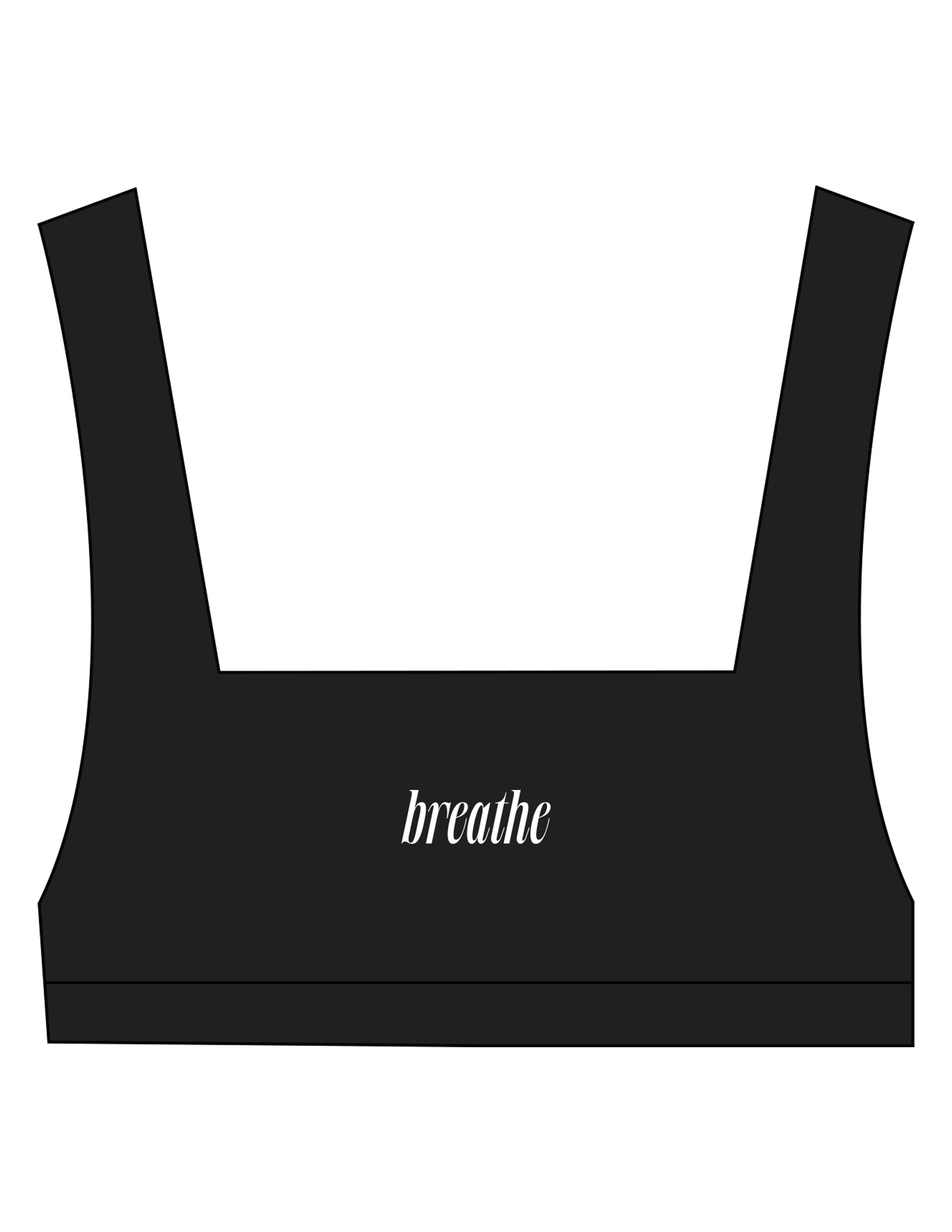 The Box Cut Bra - Black - RECHARGED PILATES - Center Chest - Printed - White