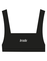 The Box Cut Bra - Black - RECHARGED PILATES - Center Chest - Printed - White