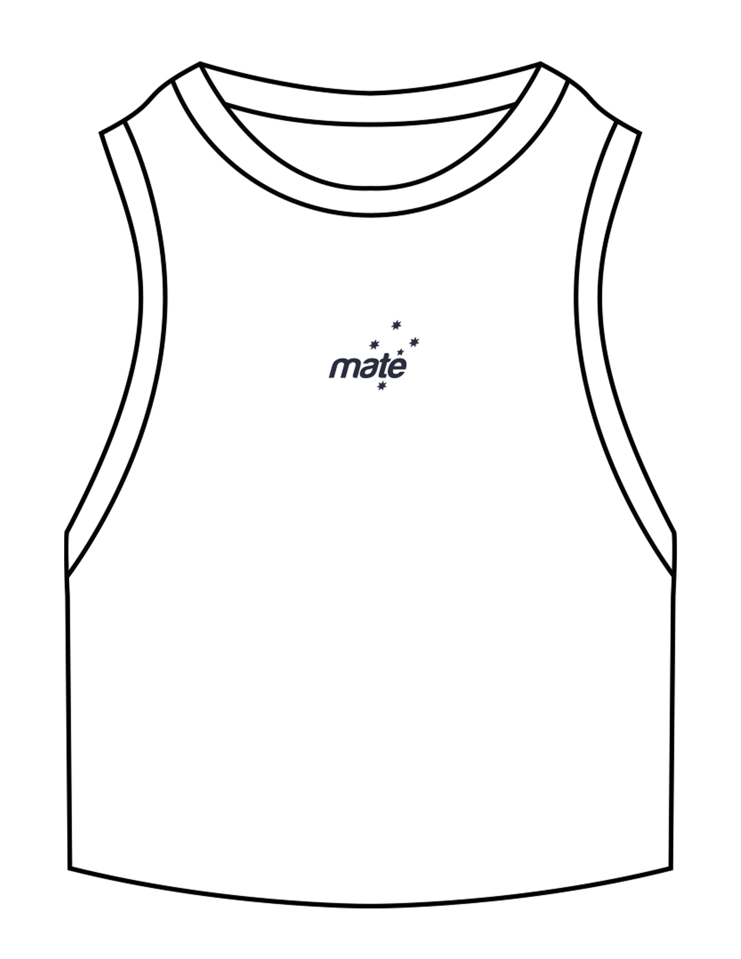The Ribbed Crop Tank - White - Training Mate - Center Chest - EMB - Blue - Navy