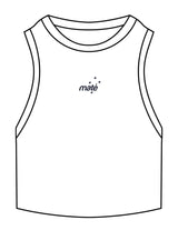 The Ribbed Crop Tank - White - Training Mate - Center Chest - EMB - Blue - Navy