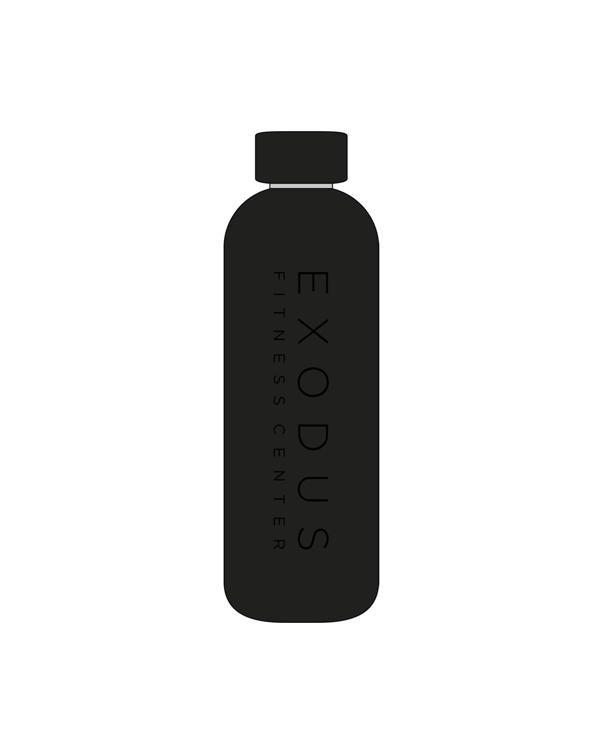 The Water Bottle - Black - Exodus Fitness - Center Body - Printed - Tone on Tone