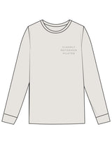 The Womens Heavyweight Long Sleeve - Washed Bone - Clearly Pilates - Left Chest Stacked - Tone on Tone