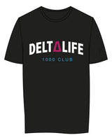 The Womens Tee - Black - Delta Fitness - Center Chest - 1000 Club - Full Color