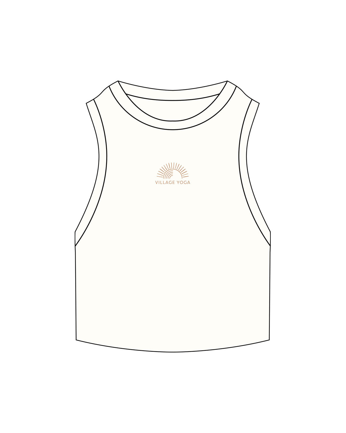 The Ribbed Crop Tank - Off White - Village Yoga - Center Chest Icon - Embroidered - Brown