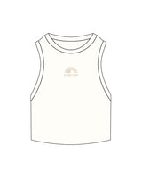 The Ribbed Crop Tank - Off White - Village Yoga - Center Chest Icon - Embroidered - Brown