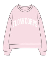 The Classic Crewneck - Pink - Flowcorps - Center Chest & Back Neckline - White