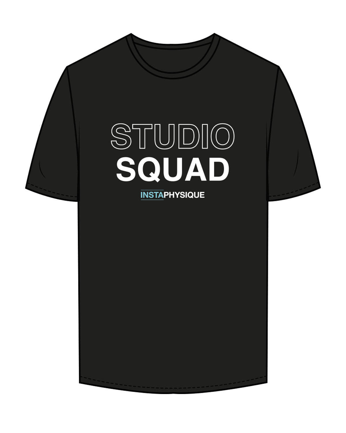 The Womens Tee - Black - Instaphysiques - Center Chest Stacked - Full Color