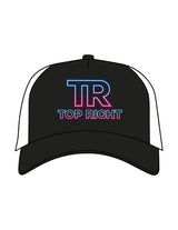 The Trucker Hat - Black / White - Top Right Collectibles - Center Crown Stacked - Printed - Full Color