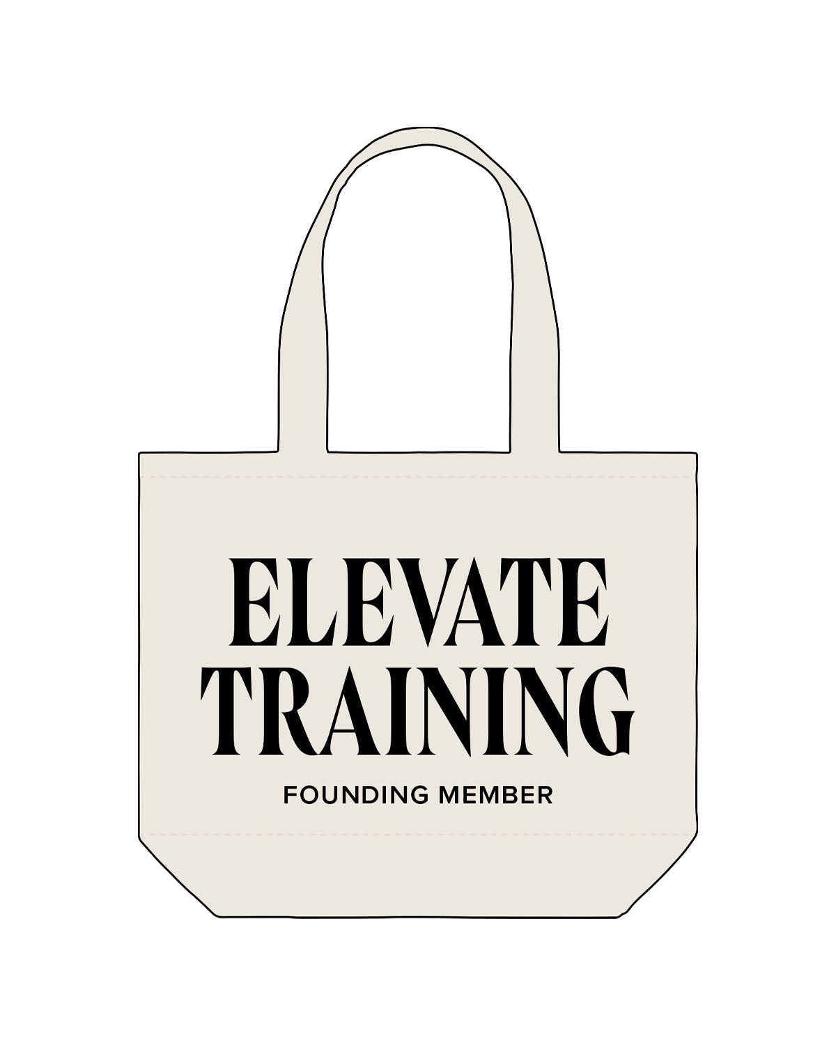 The Tote Bag - Natural - Elevate - Full Center Stacked - Founding Member - Black