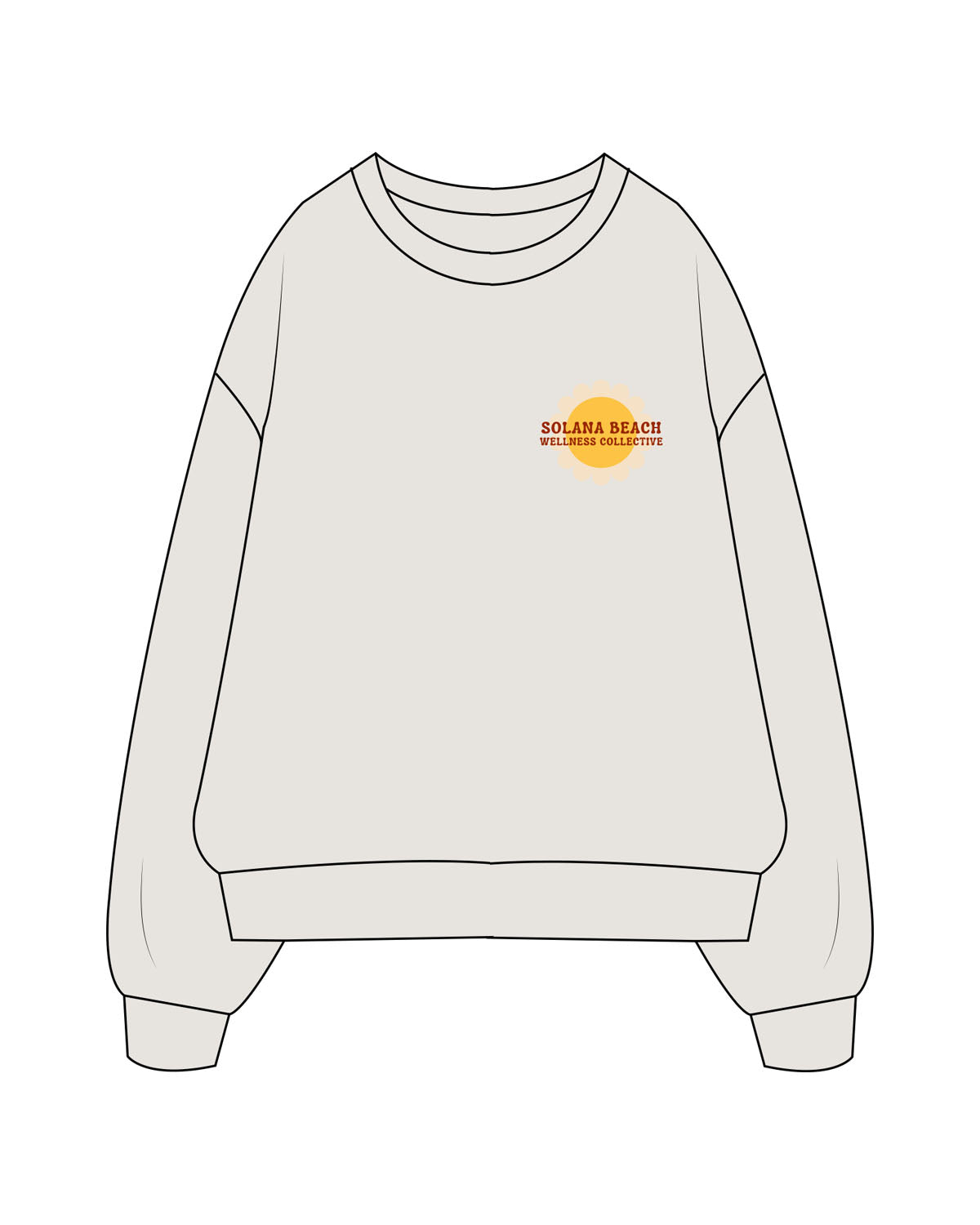 The Mens Crewneck - Washed Bone - Lisel Lewis - Left Chest Stacked & Back Stacked - Printed - Full Color