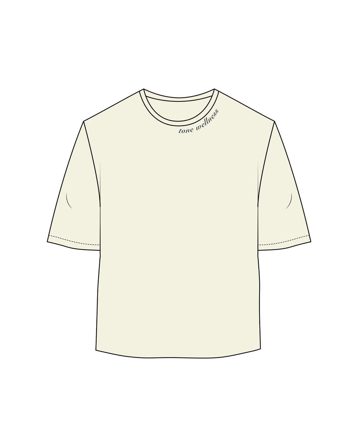 The Oversized Crop Tee - Butter - Tone Wellness Studio - Front Neckline - Embroidered - Navy
