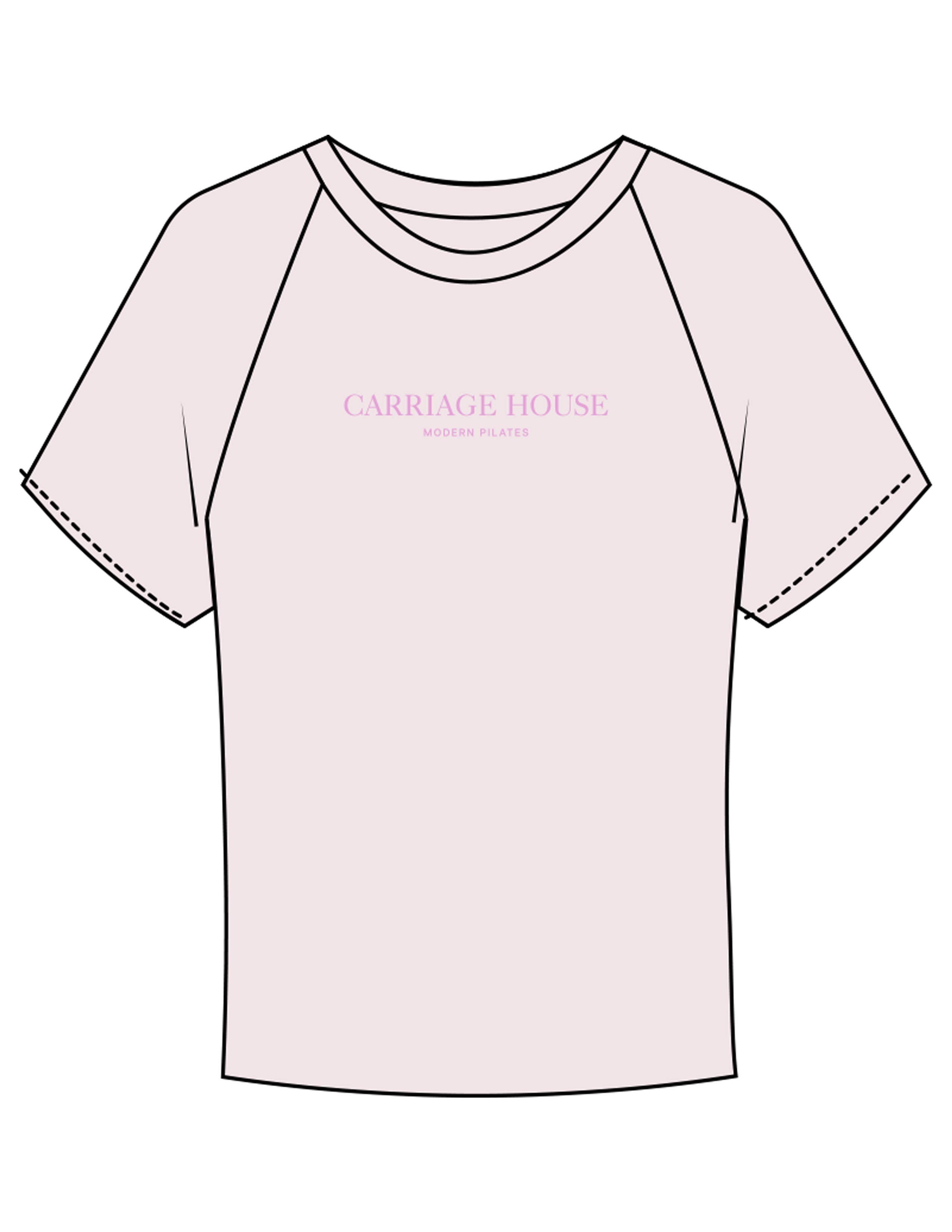 The Micro Rib Baby Tee - Pink - Carriage House - Center Chest Stacked - Printed - Ballerina Pink