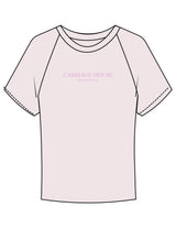 The Micro Rib Baby Tee - Pink - Carriage House - Center Chest Stacked - Printed - Ballerina Pink