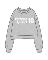 The Oversized Crop - Heather - Fitness Quest 10 - Center Chest Stacked & Back Neckline -  White