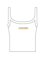 The Micro Rib Strappy Crop Tank - White - Beverly Hills - Center Chest Stacked - Printed - Full Color