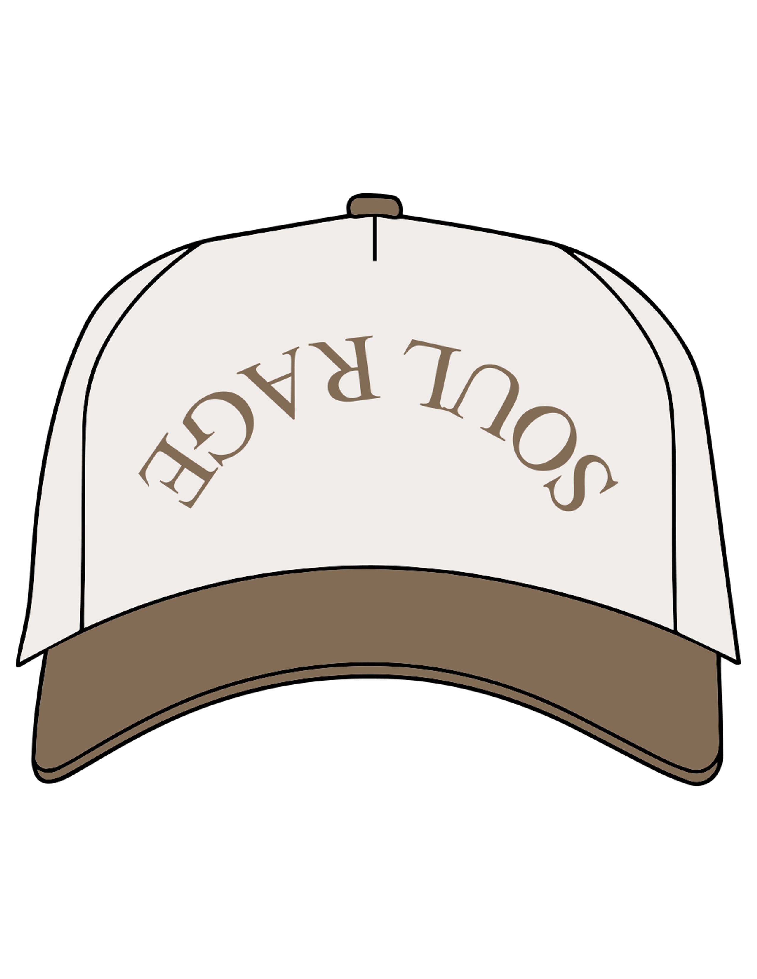 The Canvas Cap - Natural / Walnut - Soul Rage Tattoo - Center Crown Arc Inverted - Printed - Walnut