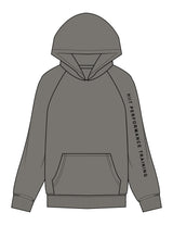 The Mens Hoodie - Washed Gray - HIIT Performance - Left Sleeve & Back Image - Printed - Black