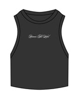 The Ribbed Crop Tank - Washed Black - Barnes. The Label - Center Chest - Embroidered - White