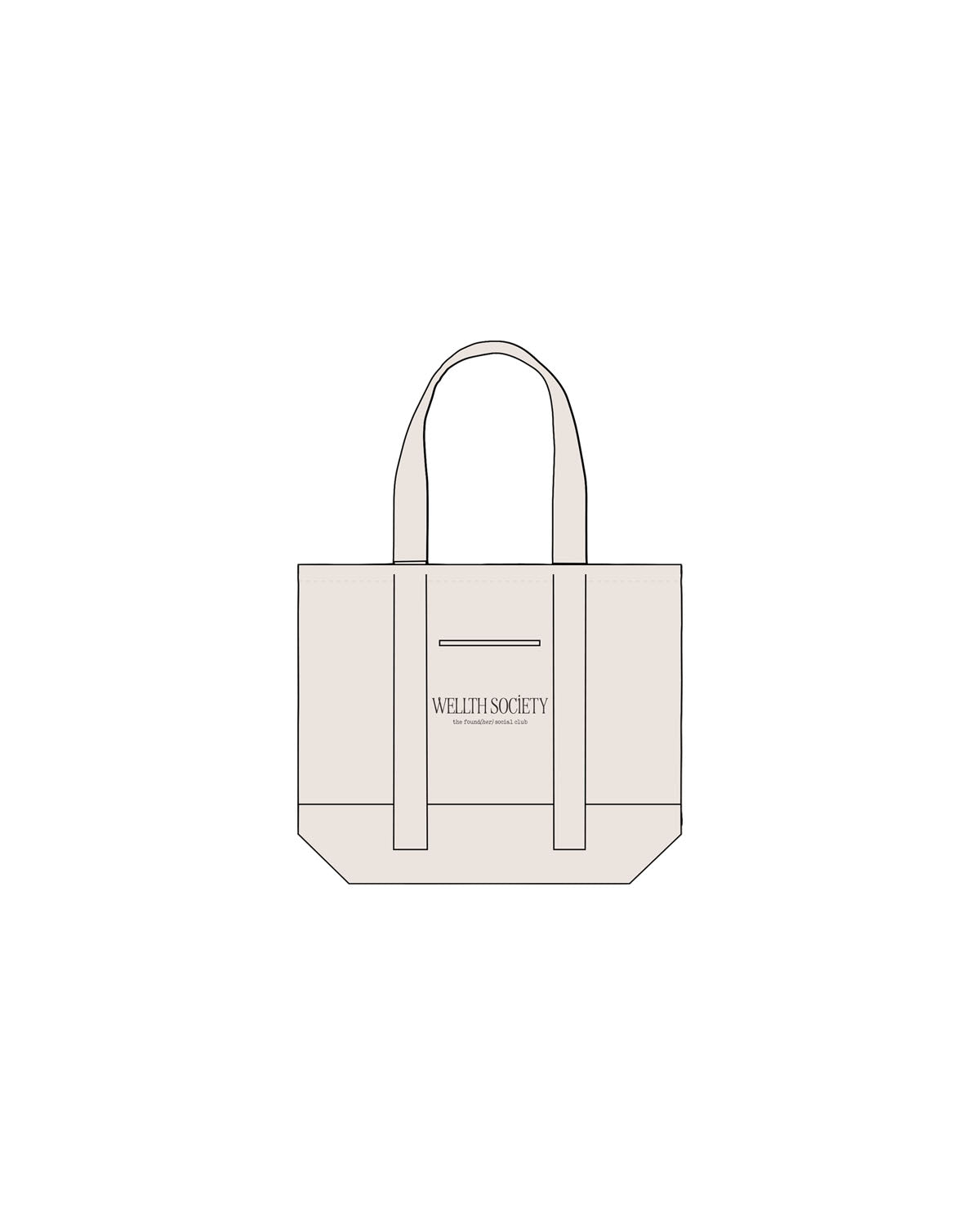 The Contrast Tote Bag - Natural / Natural - Wellth Society - Center Stacked  - Printed - Espresso