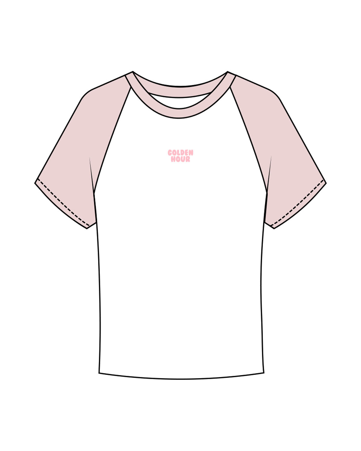 The Micro Rib Baby Tee - White / Pink - Golden Hour - Center Chest Stacked - Printed - Baby Pink