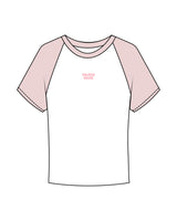 The Micro Rib Baby Tee - White / Pink - Golden Hour - Center Chest Stacked - Printed - Baby Pink